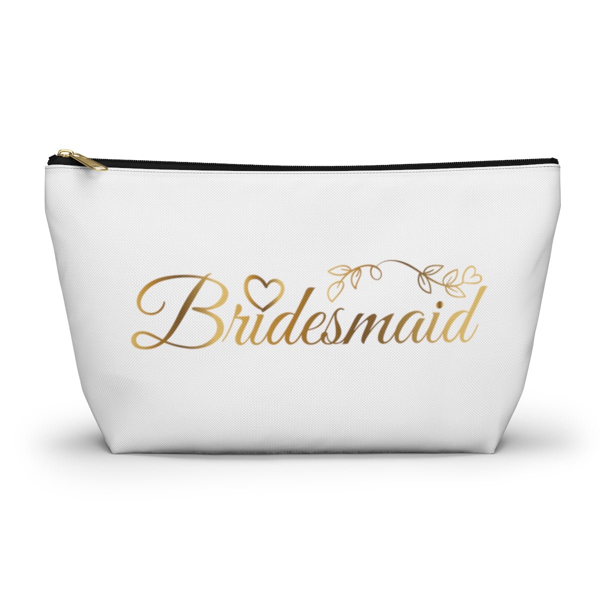 Bridesmaid Accessory Pouch in White w T-bottom Bridal party gift Bridesmaid cosmetic bag travel bag make-up bag - I Love Heartstrings