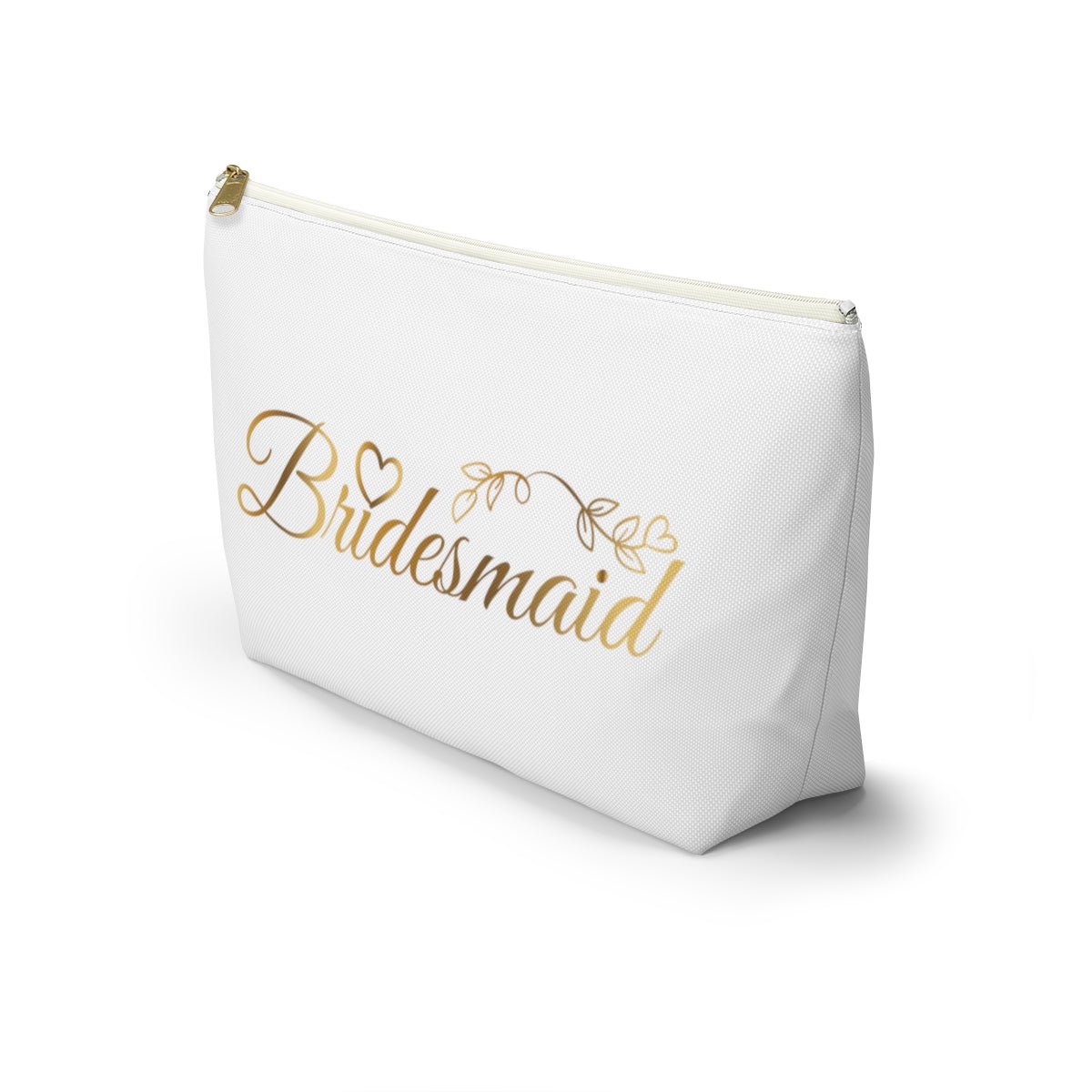 Bridesmaid Accessory Pouch in White w T-bottom Bridal party gift Bridesmaid cosmetic bag travel bag make-up bag - I Love Heartstrings