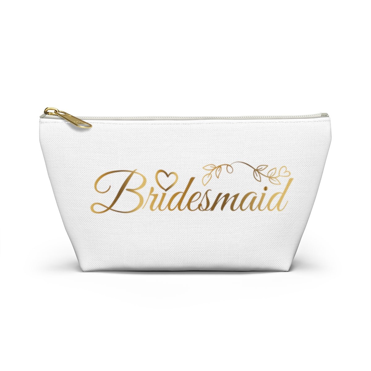 Bridesmaid Accessory Pouch in White w T-bottom Bridal party gift Bridesmaid cosmetic bag travel bag make-up bag - I Love Heartstrings