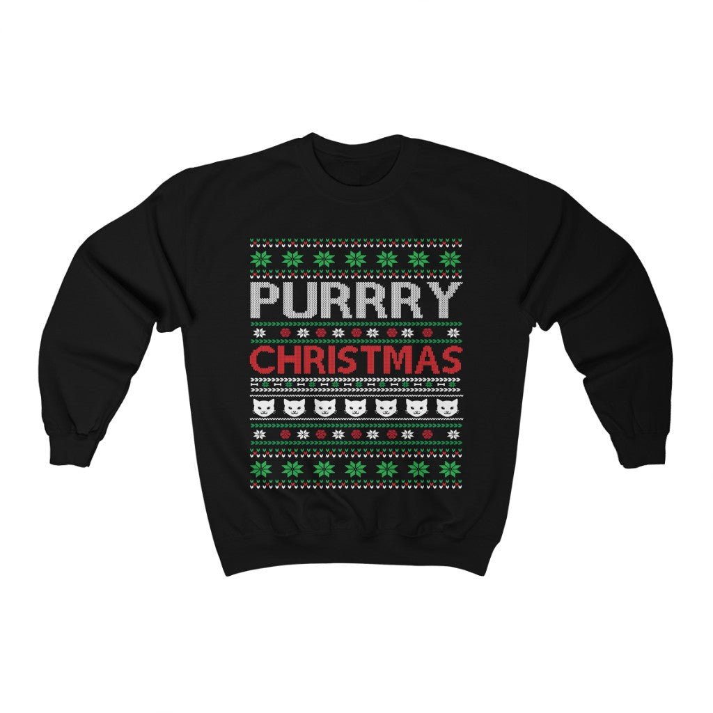 Cat Ugly Christmas Sweatshirt Adult Black Unisex Crewneck Sweatshirt Ugly Sweatshirts Christmas - I Love Heartstrings