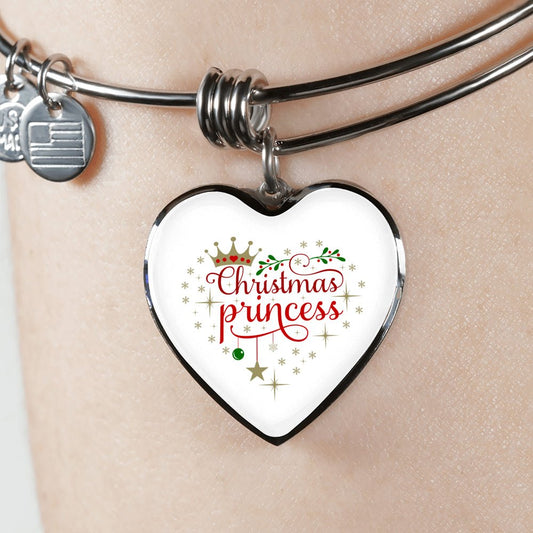 Christmas Princess Heart Bracelet for Girls in White or 18K gold finish - I Love Heartstrings