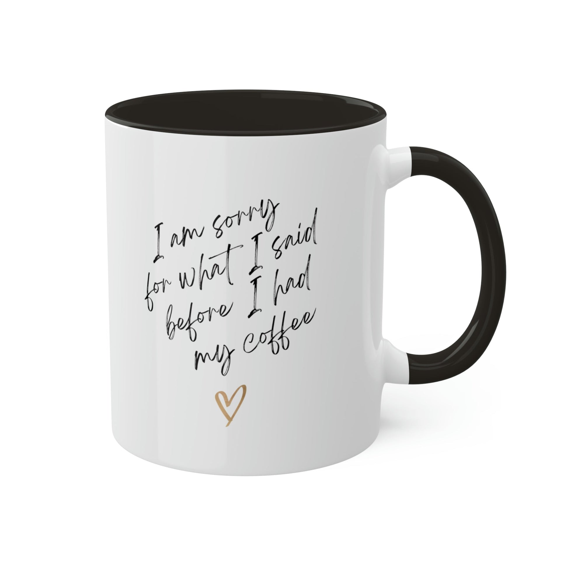 Coffee Lover Mug, Black Handle Accent Mug, 11oz - I Love Heartstrings