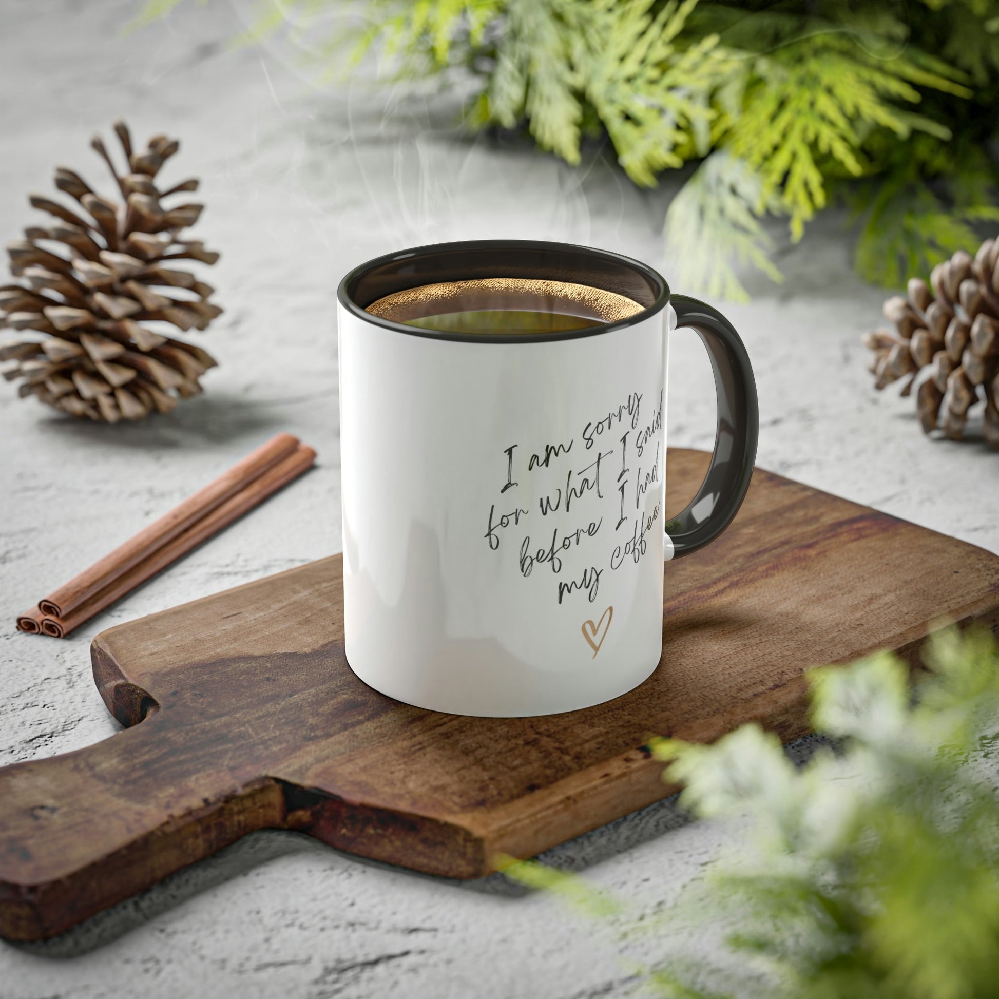 Coffee Lover Mug, Black Handle Accent Mug, 11oz - I Love Heartstrings