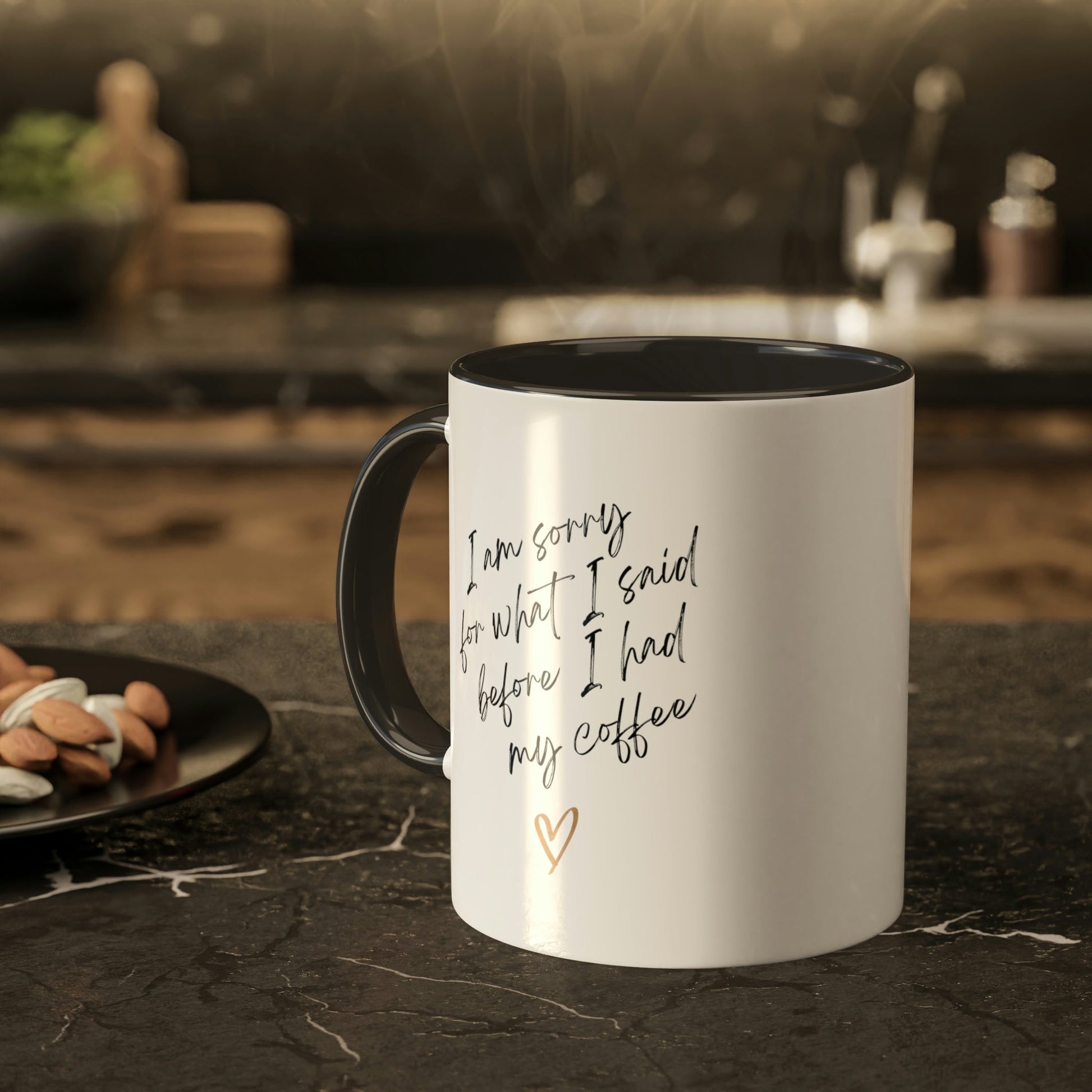 Coffee Lover Mug, Black Handle Accent Mug, 11oz - I Love Heartstrings