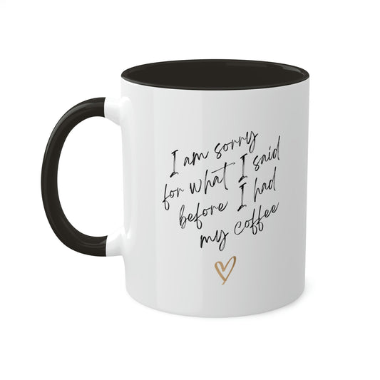 Coffee Lover Mug, Black Handle Accent Mug, 11oz - I Love Heartstrings