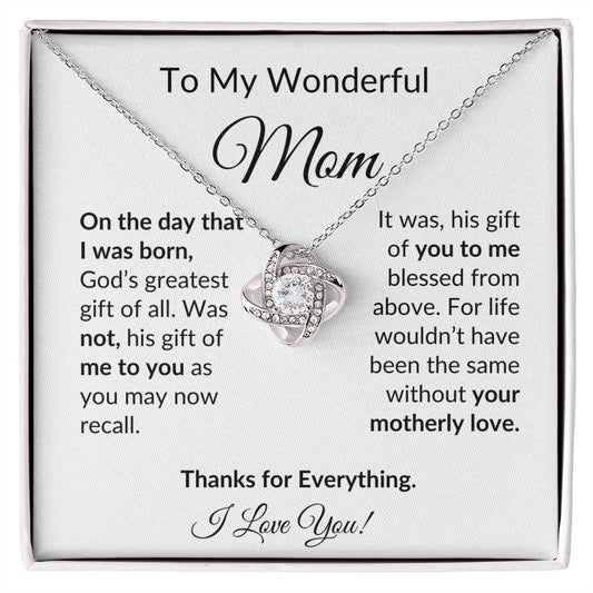 Cubic Zirconia Necklace for Mom, To My Wonderful Mom Jewelry with Message Card - I Love Heartstrings