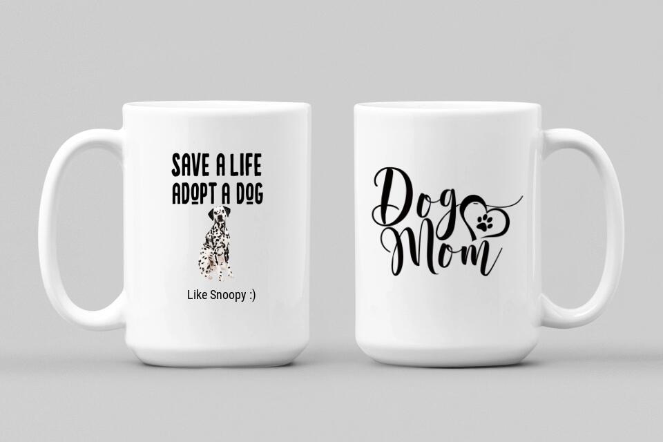 Custom Photo Adopt A Dog Mug gift for Dog Lover White Personalized mug 15 oz. - I Love Heartstrings