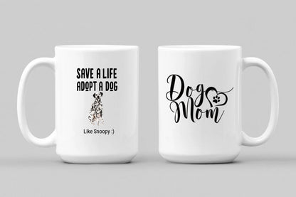 Custom Photo Adopt A Dog Mug gift for Dog Lover White Personalized mug 15 oz. - I Love Heartstrings