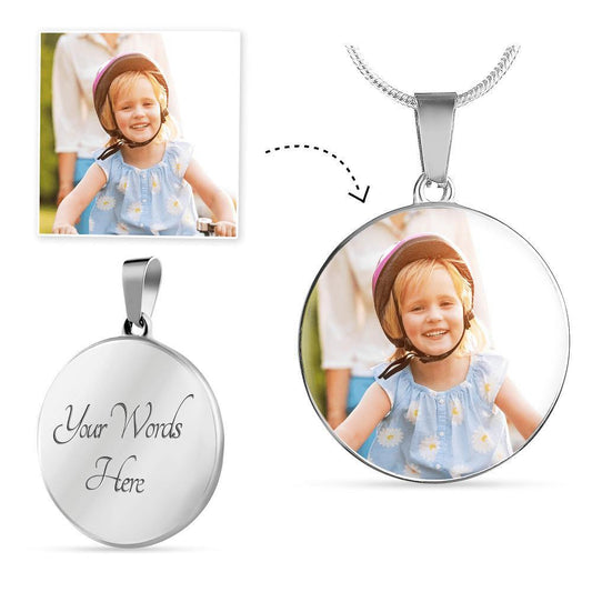 Custom Photo picture keepsake steel Necklace gift for her - I Love Heartstrings