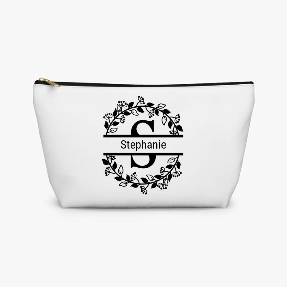 Custom White Accessory Pouch Cosmetic travel bag Bridal party gift Personalized zipper bag - I Love Heartstrings