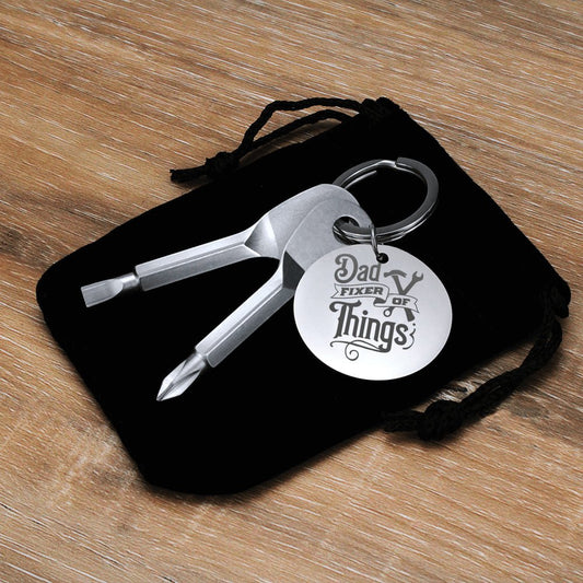 Dad Fixer of Things Silver Screwdriver Keychain - I Love Heartstrings