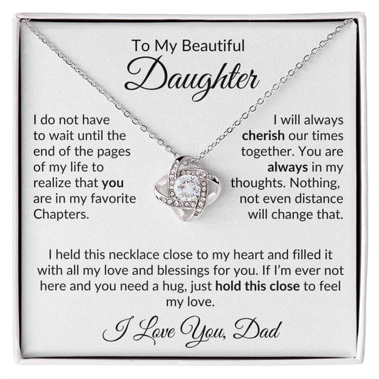 Dad to Daughter Necklace with Message Card, Love Knot Necklace from Father - I Love Heartstrings