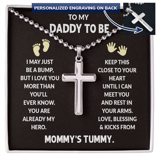 Daddy To Be Personalized Cross Necklace - I Love Heartstrings