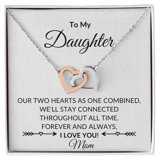 Daughter Interlocking Hearts Necklace Two Hearts Combined - I Love Heartstrings