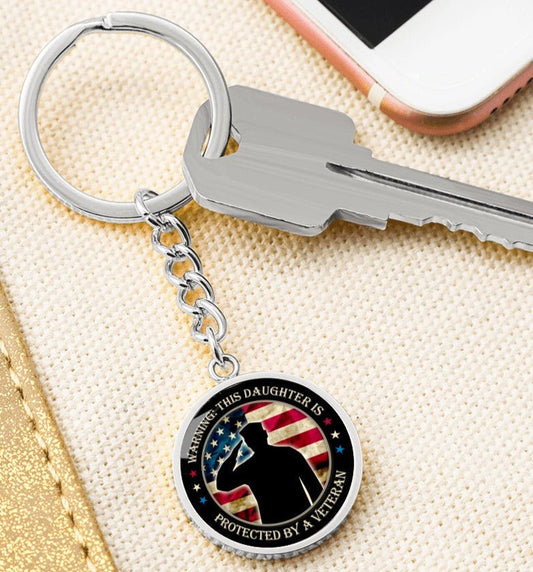 Daughter of Veteran Keychain, from Dad to daughter, Proud Veteran daughter, Military Veteran, Gift to daughter, from Veteran Dad to daughterr - I Love Heartstrings