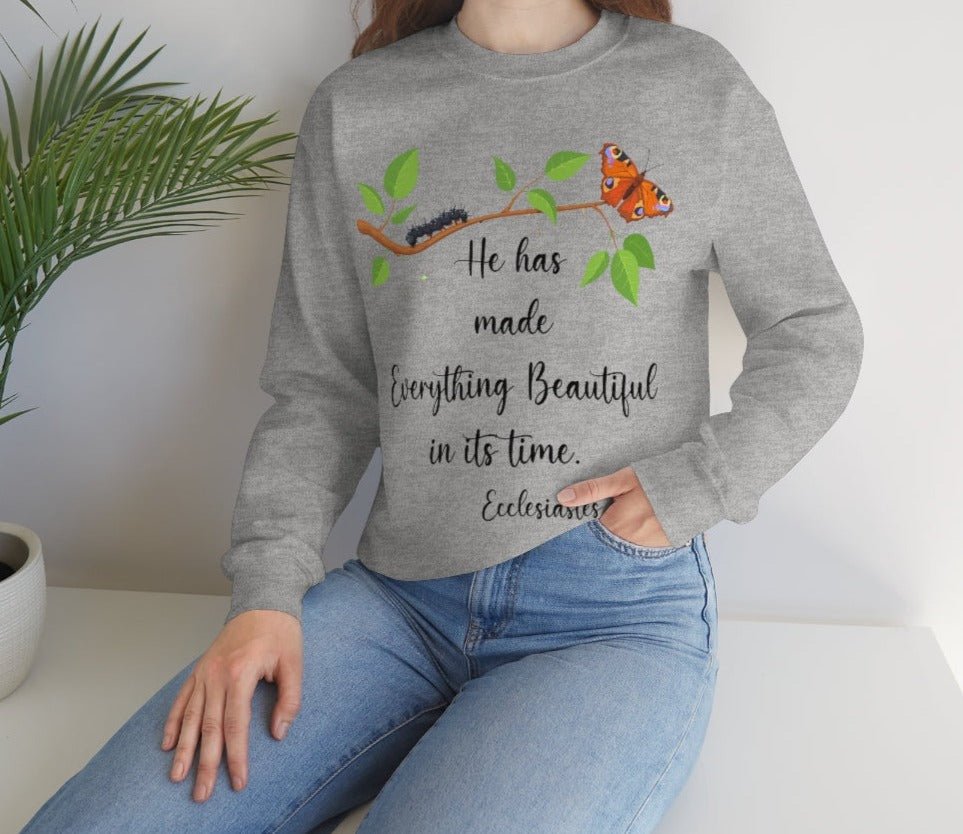 Ecclesiastes 3:11 Bible verse shirt Religious sweatshirt Inspirational Christian apparel faith gift Jesus clothing - I Love Heartstrings