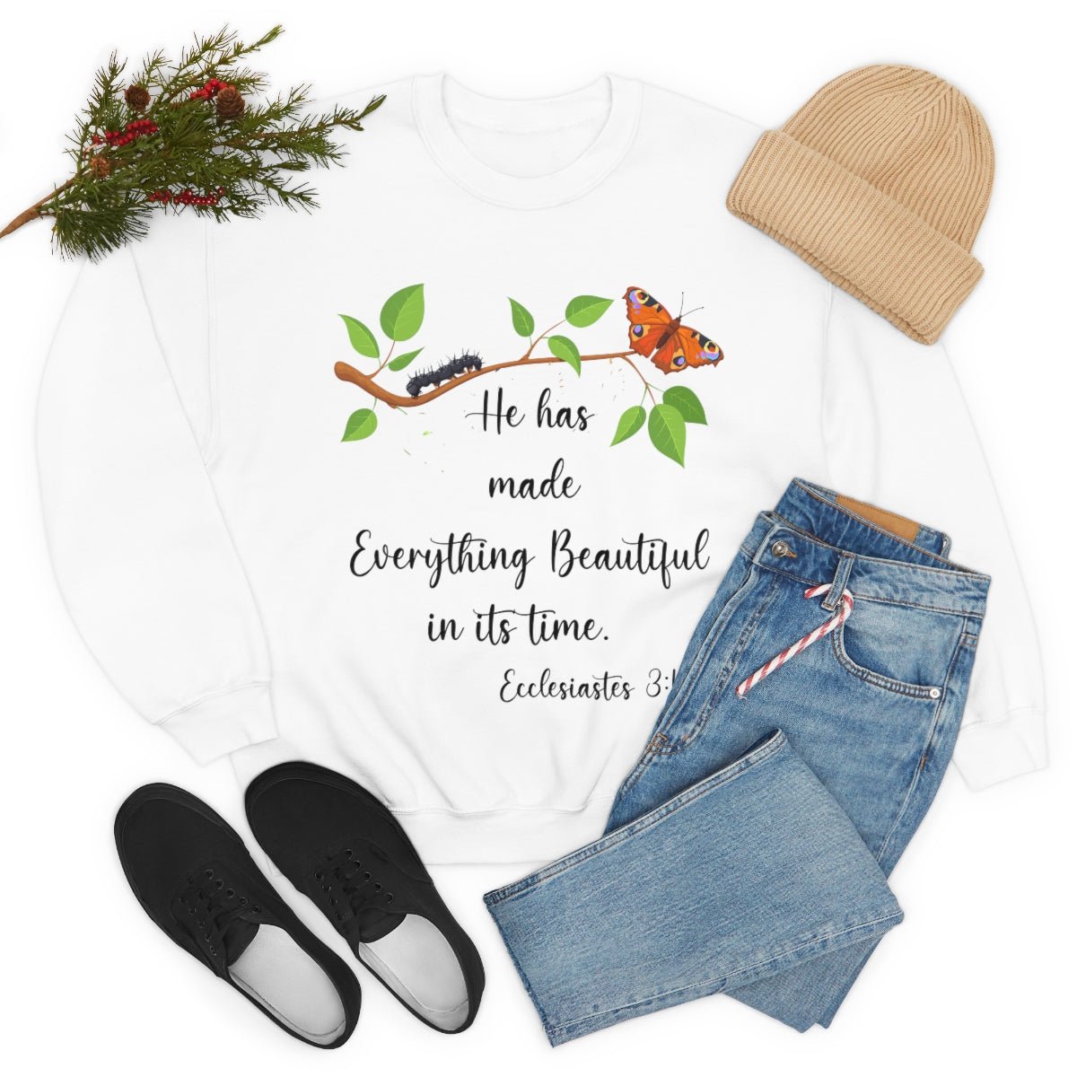 Ecclesiastes 3:11 Bible verse shirt Religious sweatshirt Inspirational Christian apparel faith gift Jesus clothing - I Love Heartstrings