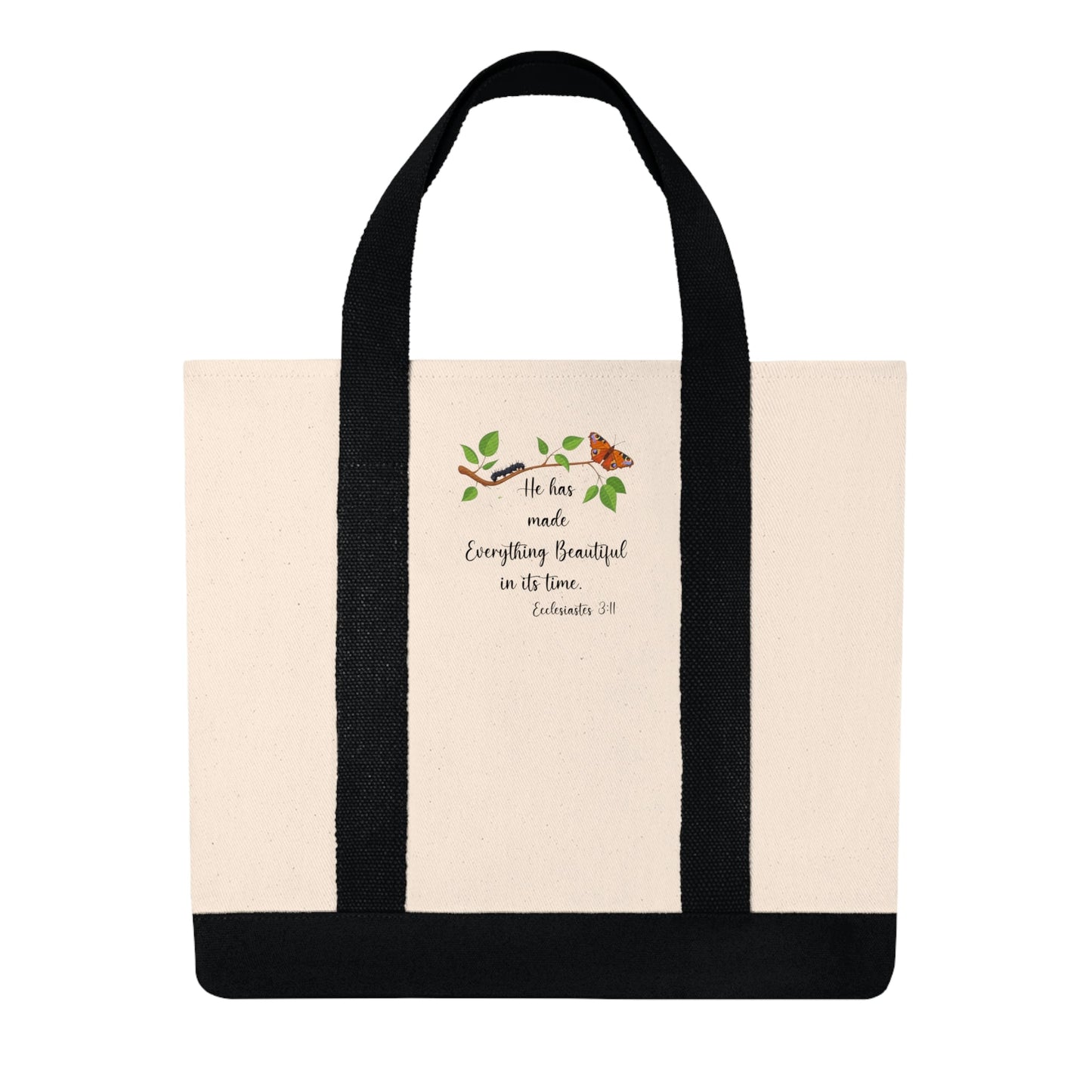 Ecclesiastes 3:11 Canvas Shopping Tote Christian Scripture Gift - I Love Heartstrings