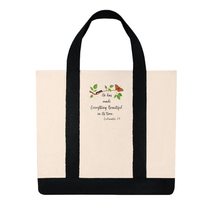 Ecclesiastes 3:11 Canvas Shopping Tote Christian Scripture Gift - I Love Heartstrings