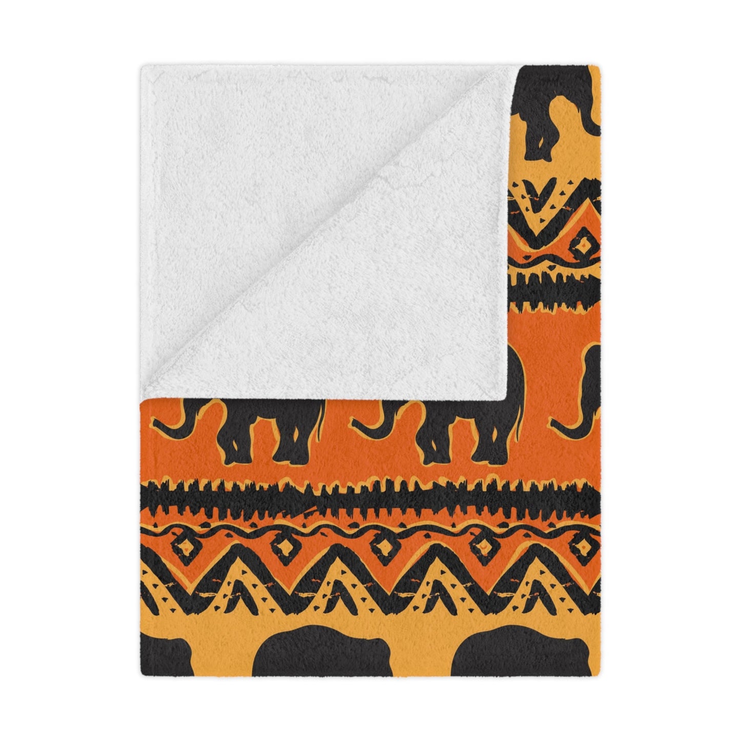 Elephant Print Minky Blanket Orange and Yellow pattern - I Love Heartstrings