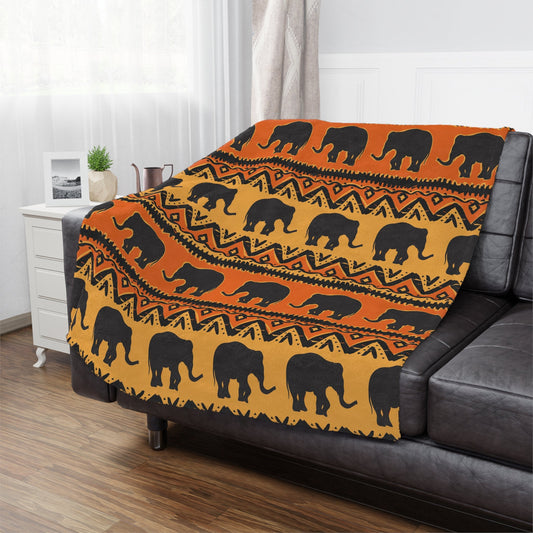 Elephant Print Minky Blanket Orange and Yellow pattern - I Love Heartstrings