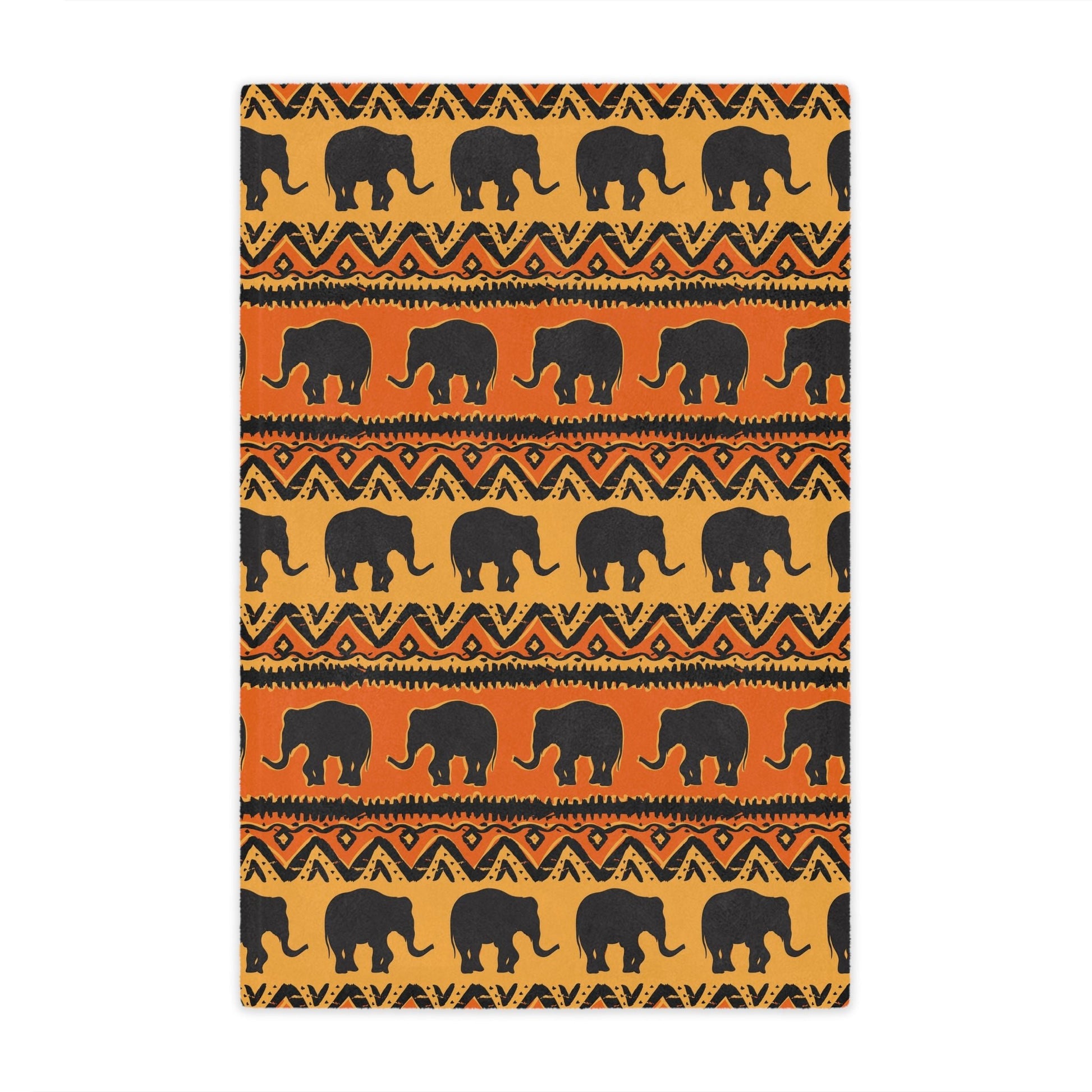 Elephant Print Minky Blanket Orange and Yellow pattern - I Love Heartstrings