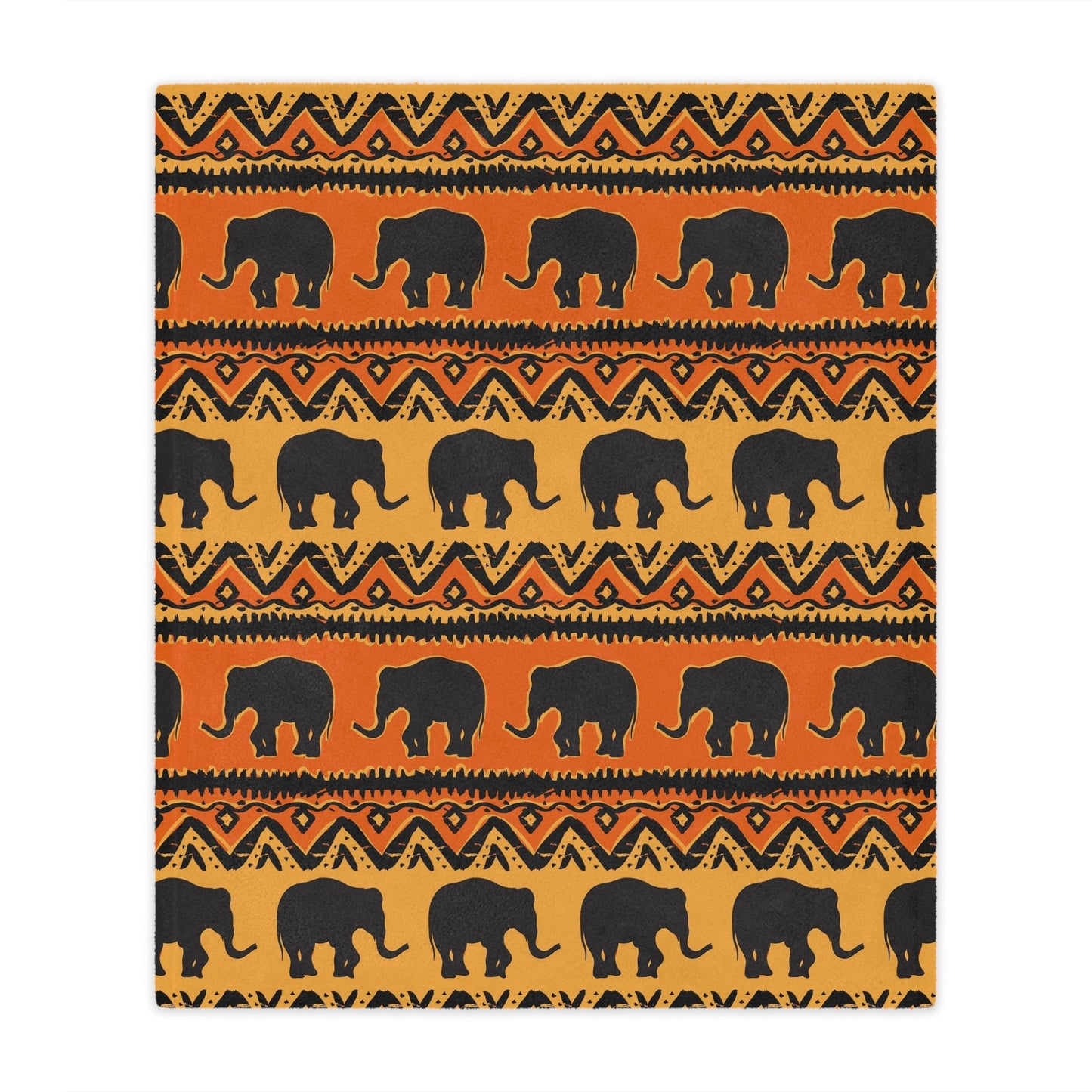 Elephant Print Minky Blanket Orange and Yellow pattern - I Love Heartstrings