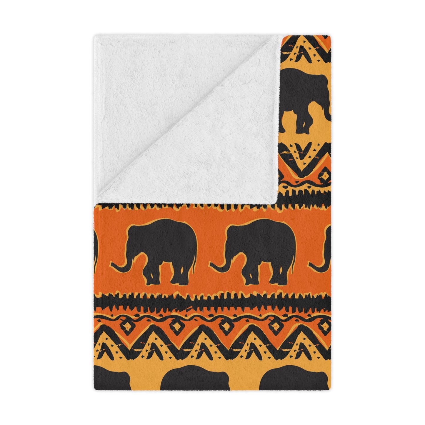 Elephant Print Minky Blanket Orange and Yellow pattern - I Love Heartstrings