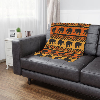 Elephant Print Minky Blanket Orange and Yellow pattern - I Love Heartstrings