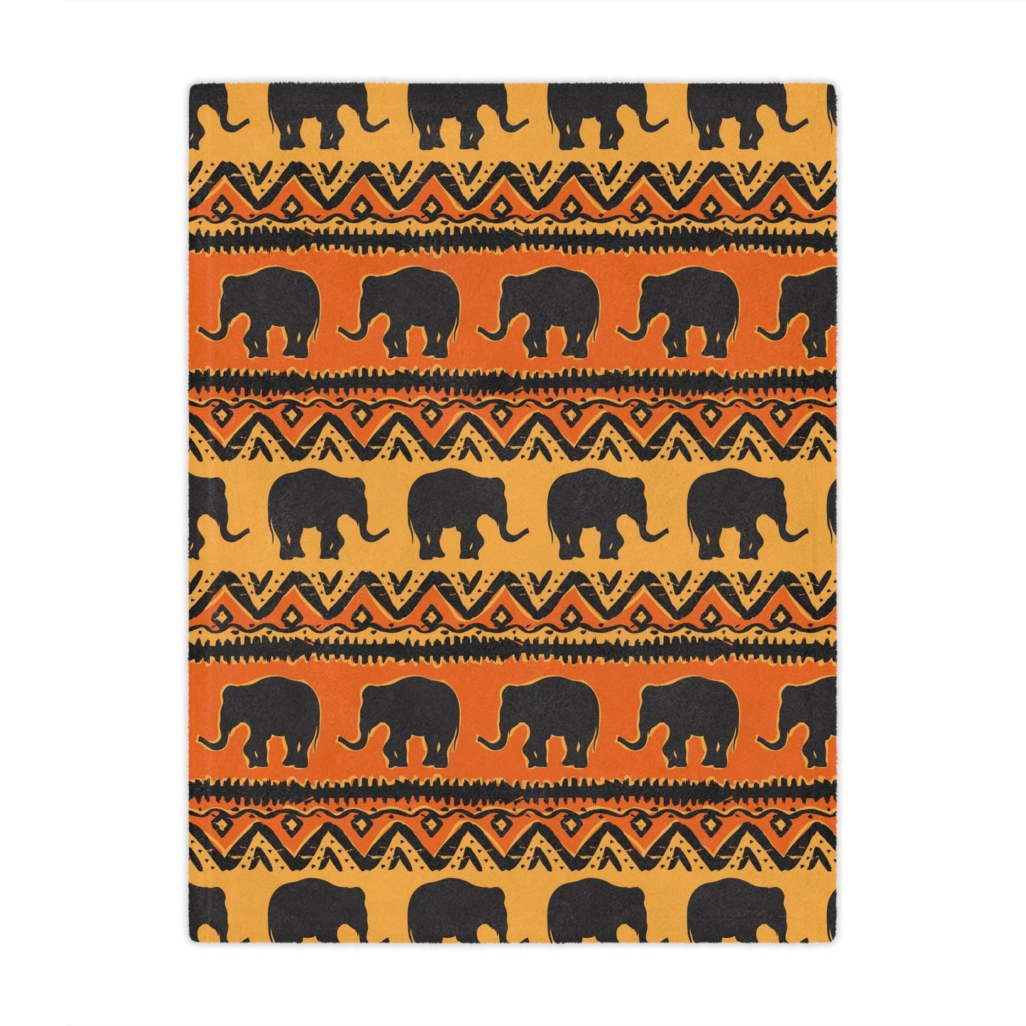 Elephant Print Minky Blanket Orange and Yellow pattern - I Love Heartstrings