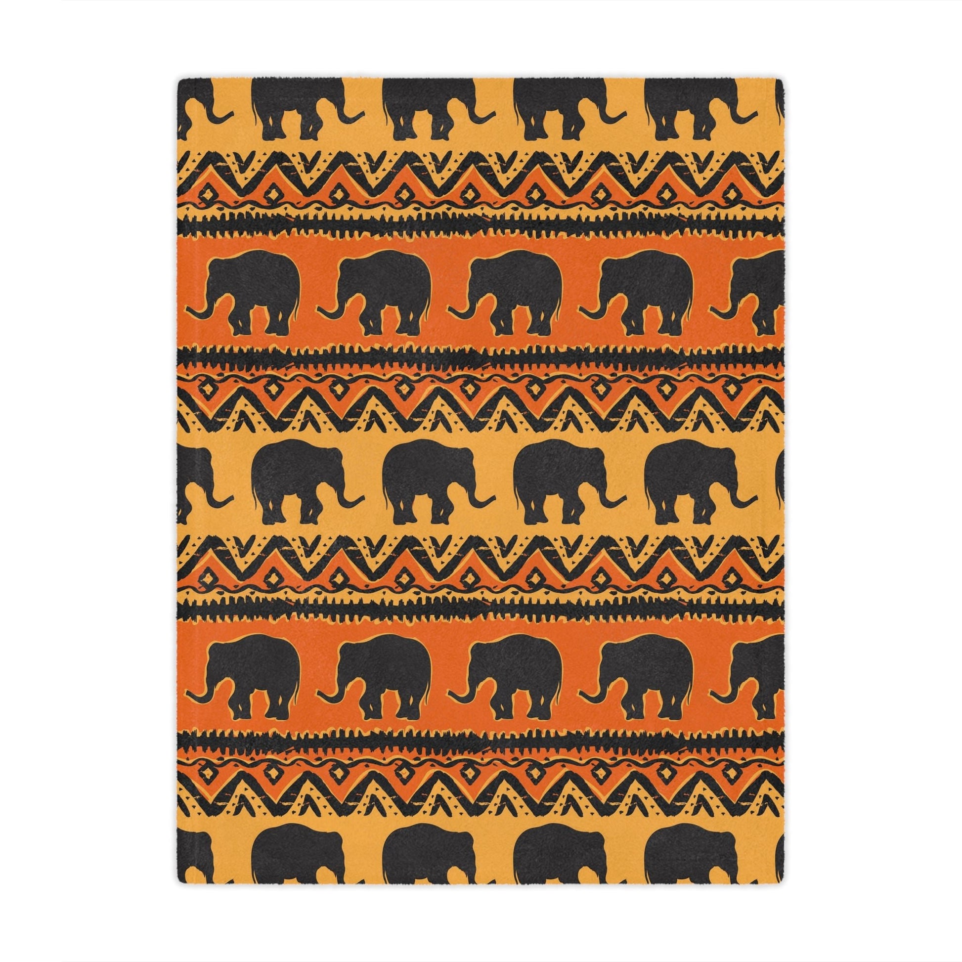 Elephant Print Minky Blanket Orange and Yellow pattern - I Love Heartstrings