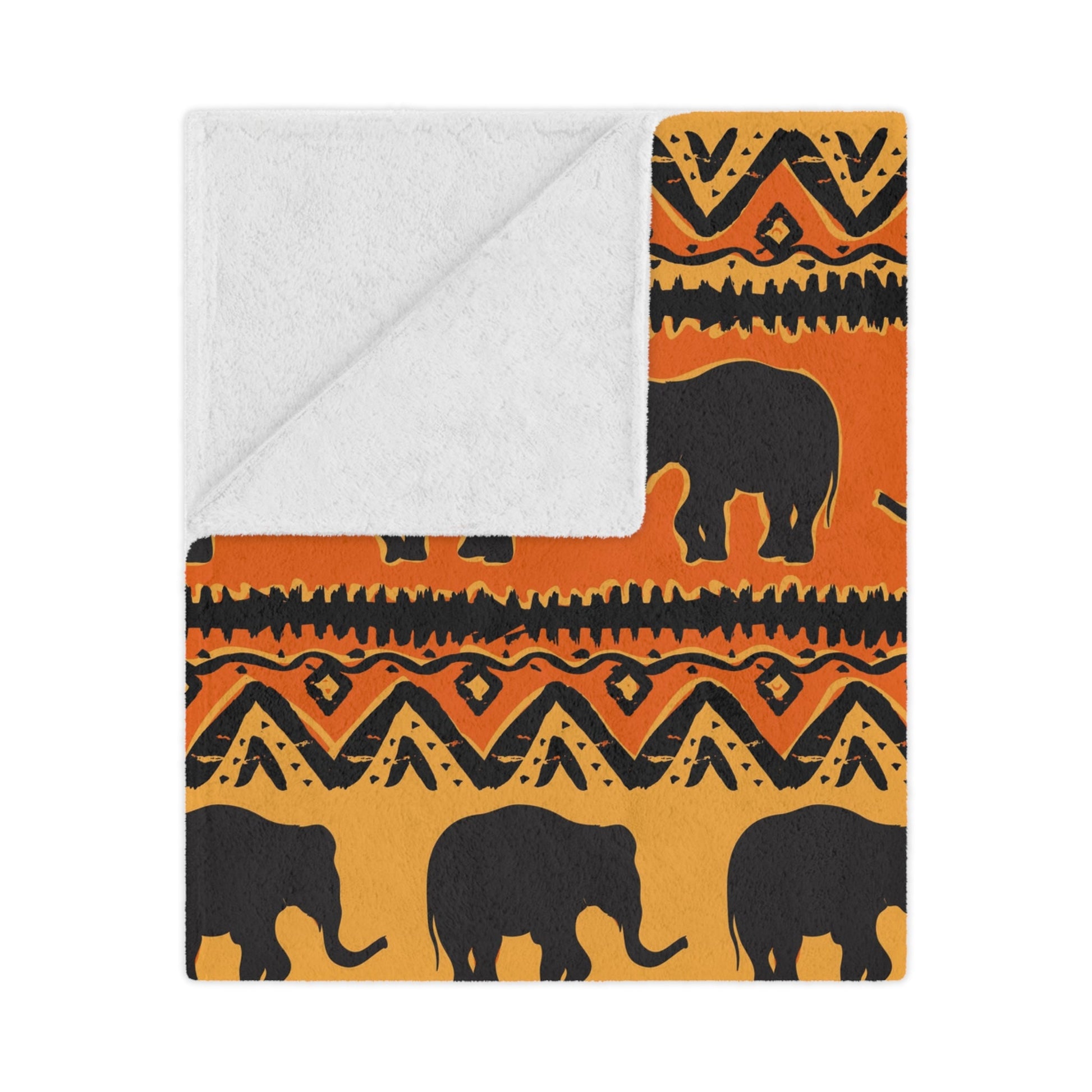 Elephant Print Minky Blanket Orange and Yellow pattern - I Love Heartstrings