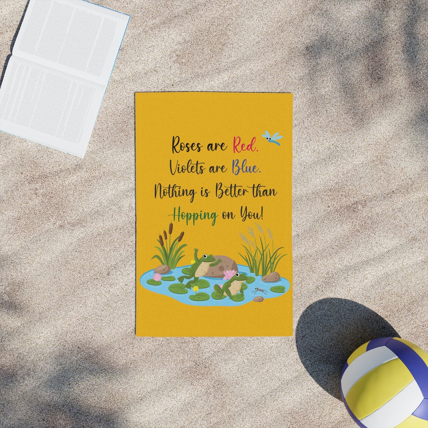 Frog Lovers Yellow Beach Towels - I Love Heartstrings