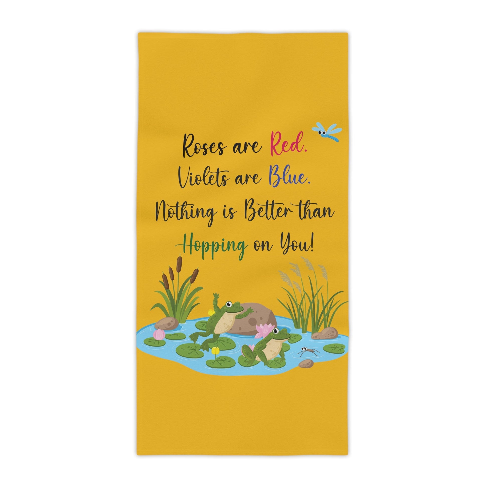 Frog Lovers Yellow Beach Towels - I Love Heartstrings