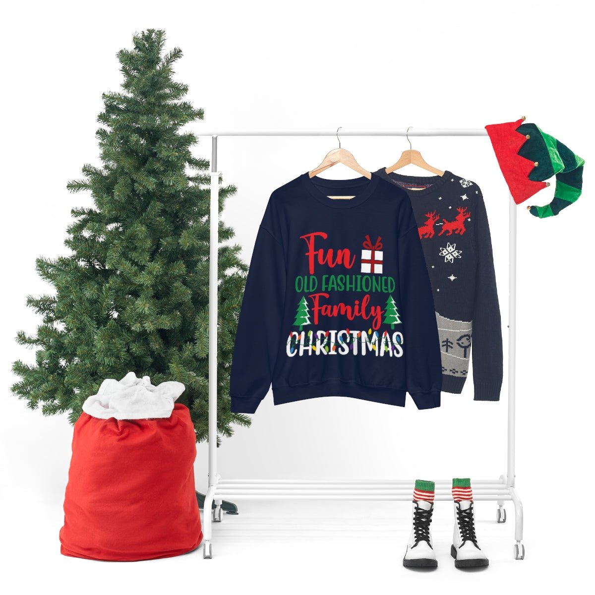 Fun Old Fashioned Family Christmas Holiday Apparel Christmas shirts Navy Crewneck Sweatshirt - I Love Heartstrings