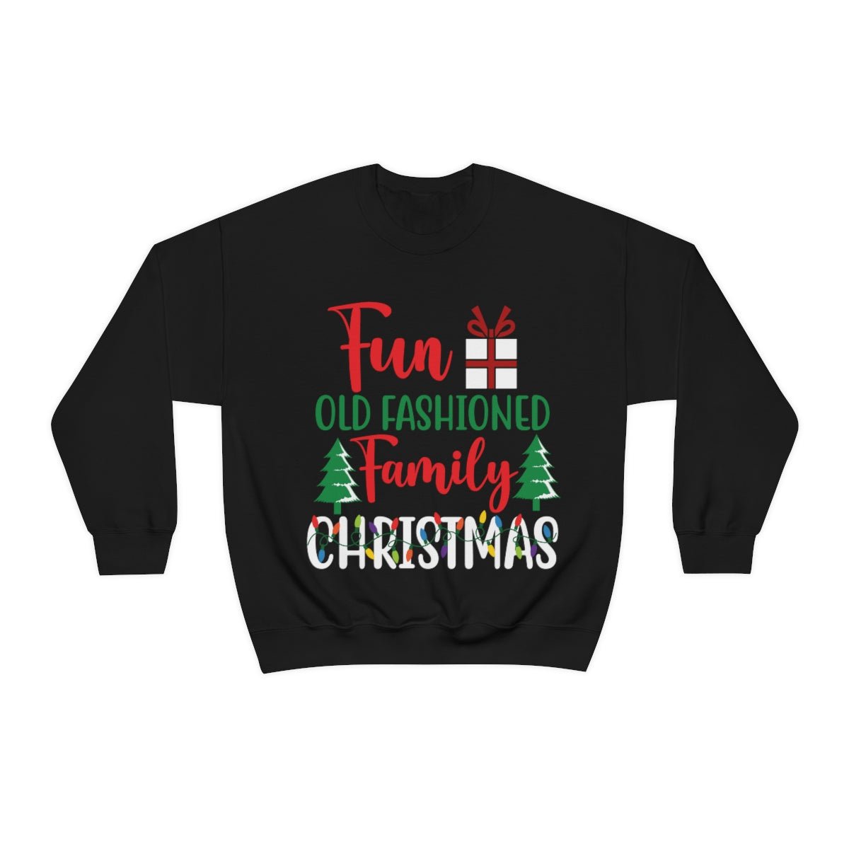 Fun Old Fashioned Family Christmas Unisex Black Crewneck Sweatshirt Holiday Apparel Gift - I Love Heartstrings