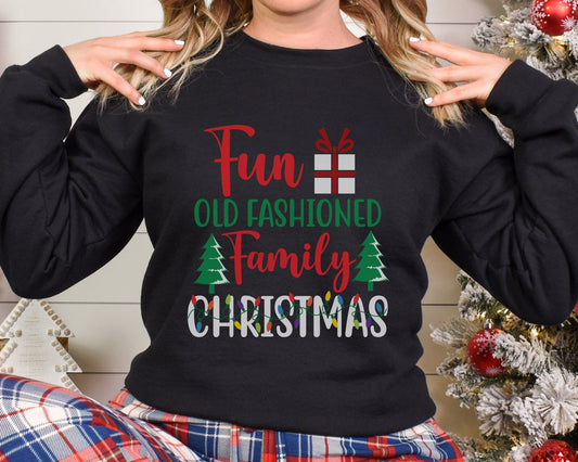 Fun Old Fashioned Family Christmas Unisex Black Crewneck Sweatshirt Holiday Apparel Gift - I Love Heartstrings