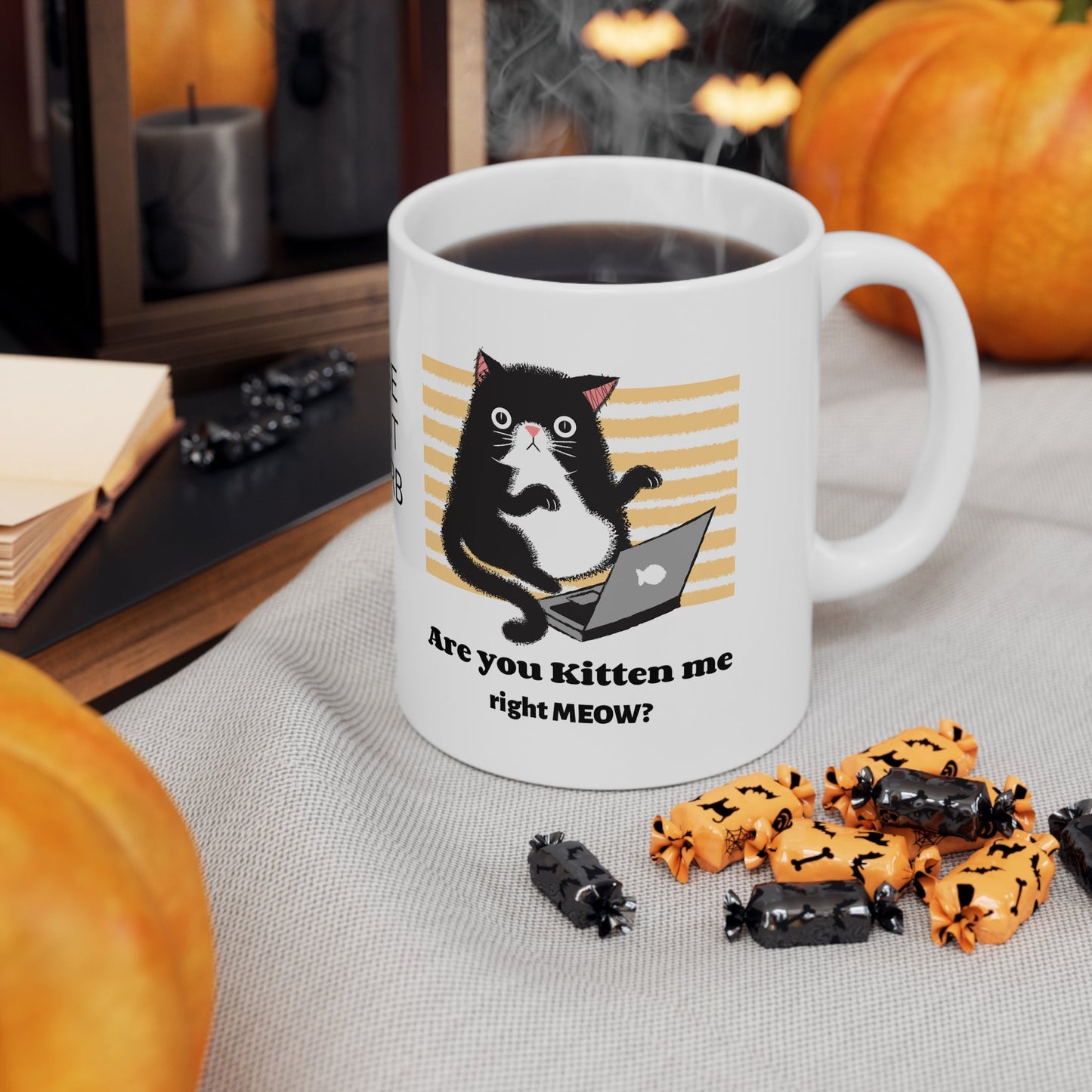 Funny Gift Cat Mug Are You Kitten Me right Meow Computer Lover, workaholic, birthday coffee cup for him/her 11 oz. - I Love Heartstrings