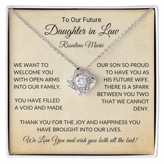 Future Daughter in Law Necklace Personalized Message card Wedding gift - I Love Heartstrings