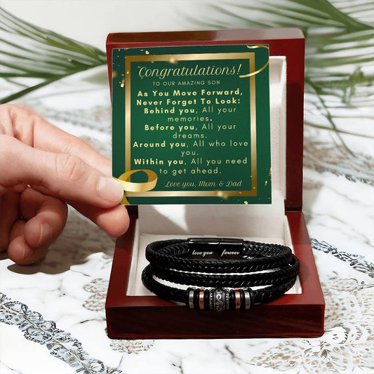 Graduation gift for son bracelet with message card - I Love Heartstrings