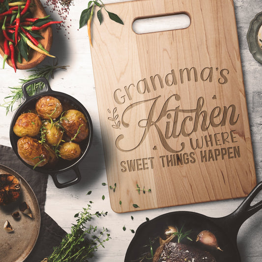 Grandma's Sweet Things Handcrafted Maple Cutting Board - I Love Heartstrings