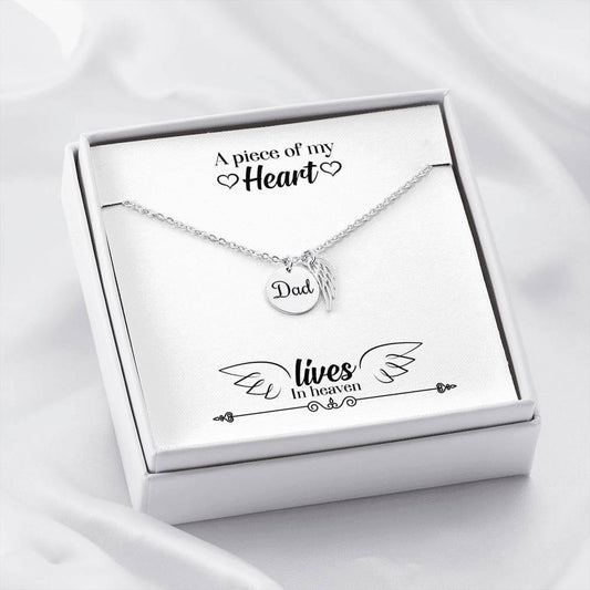 In Honor of Dad in Heaven Keepsake Memorial Remembrance Necklace - I Love Heartstrings