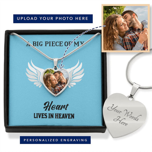 In Remembrance of Photo Jewelry In Loving Memory Heart Necklace Sympathy gift Loss of loved one photo pendant Remembrance picture In Memory - I Love Heartstrings