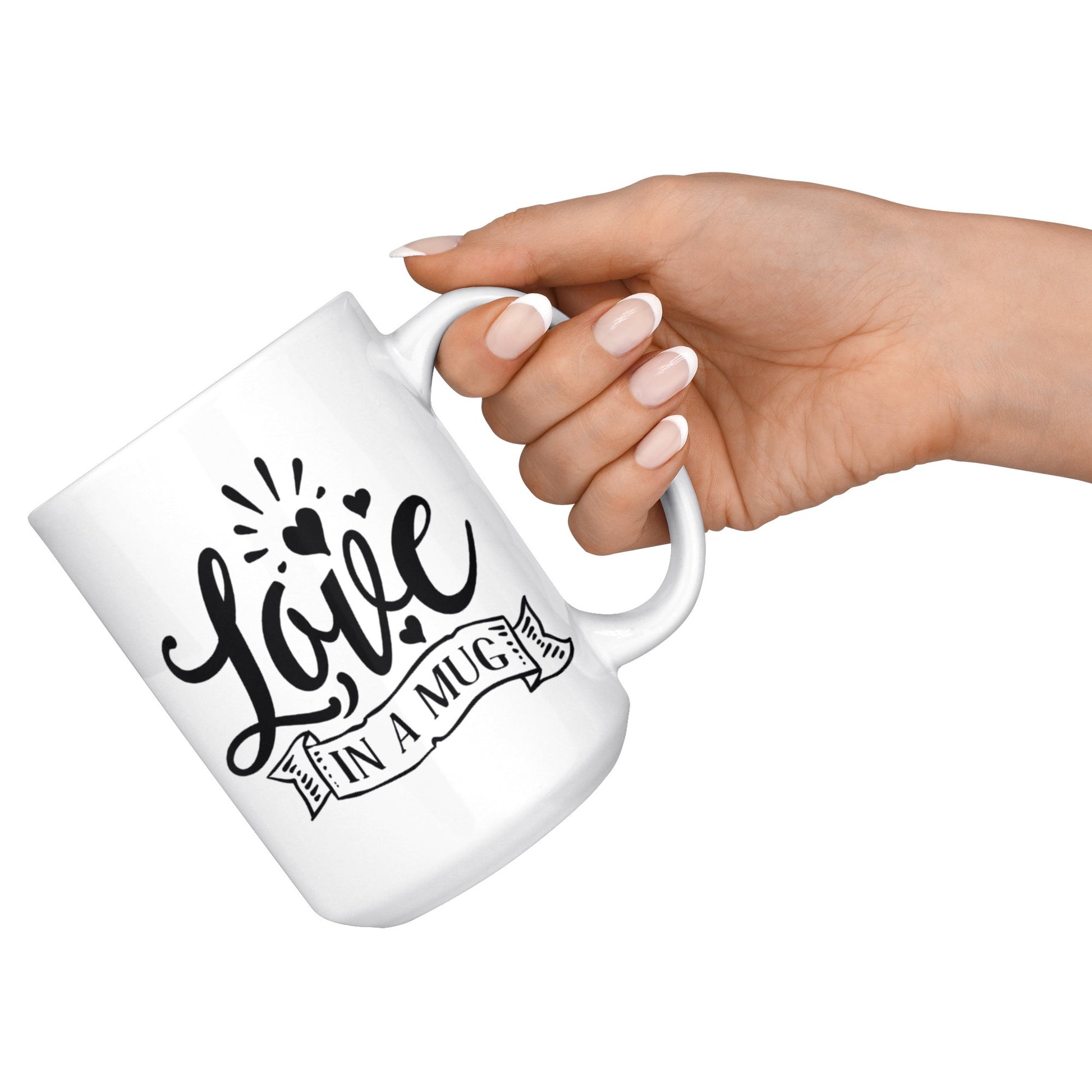 Love In A Mug Large 15 oz. White ceramic coffee cup Practical gift for girlfriend boyfriend Valentine's Day family members - I Love Heartstrings