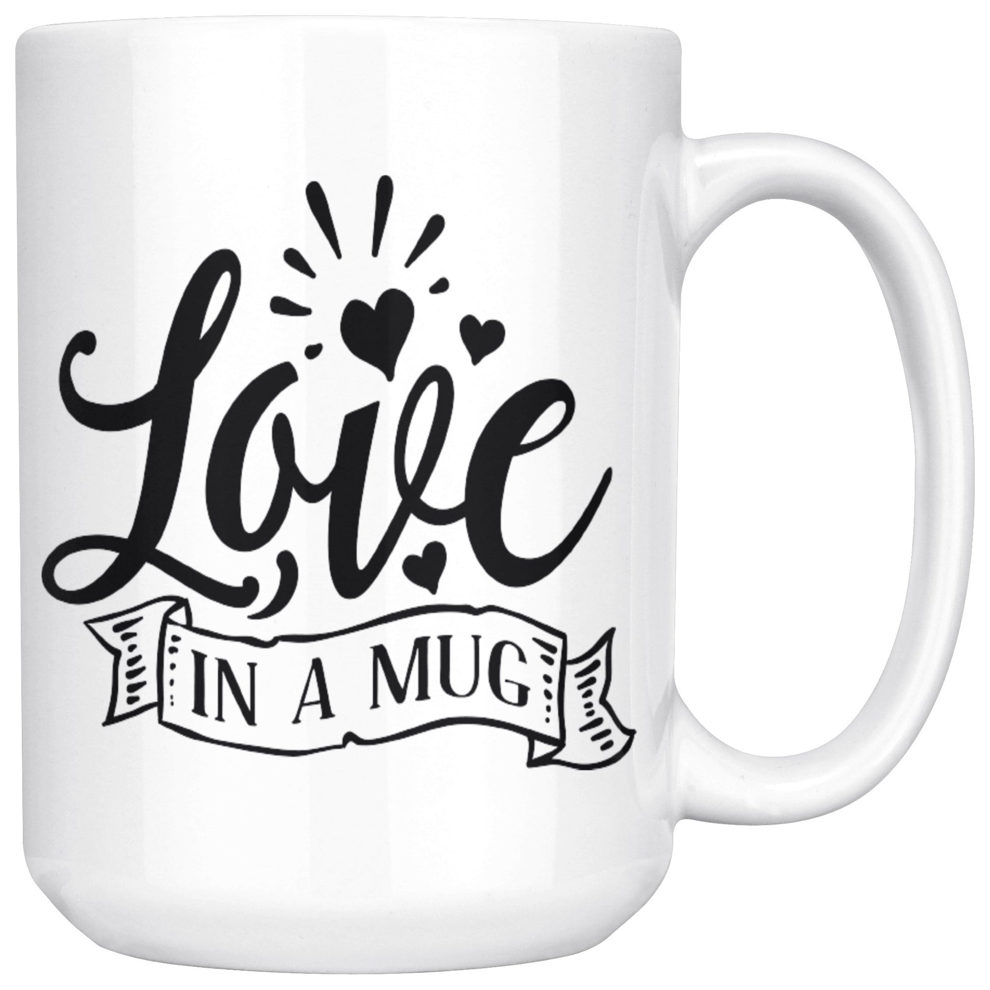 Love In A Mug Large 15 oz. White ceramic coffee cup Practical gift for girlfriend boyfriend Valentine's Day family members - I Love Heartstrings