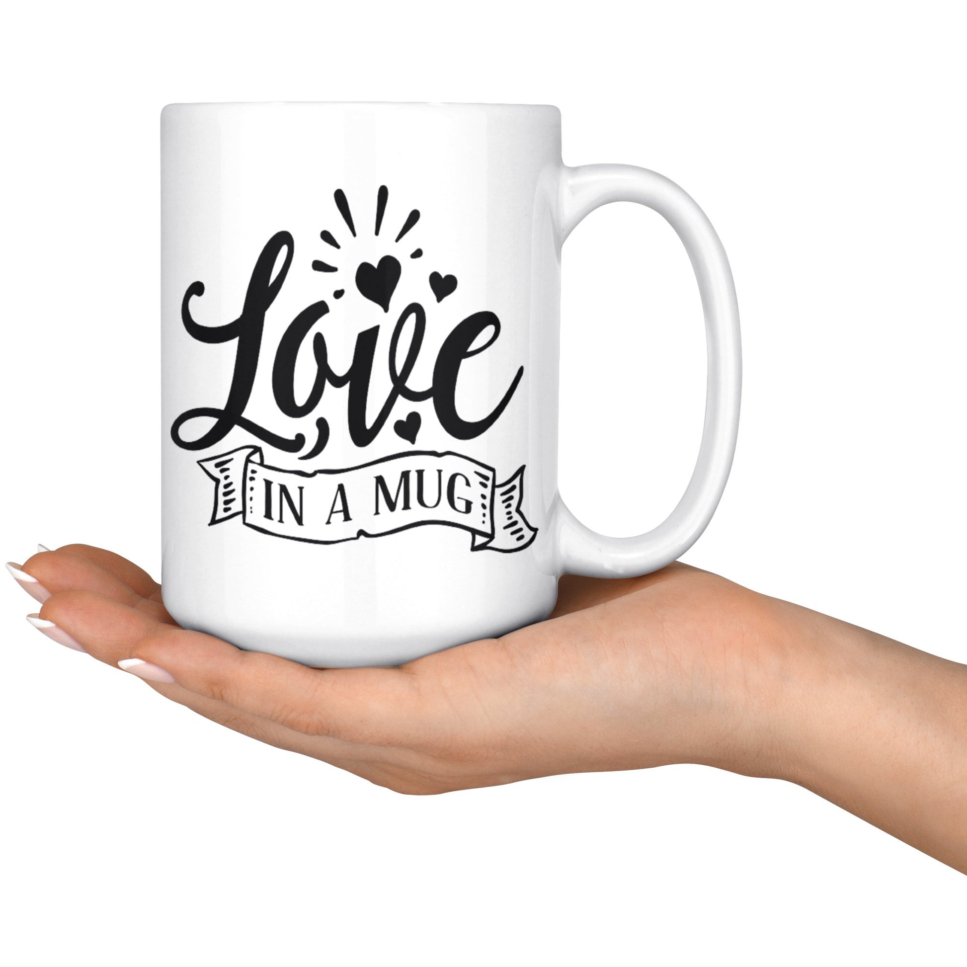 Love In A Mug Large 15 oz. White ceramic coffee cup Practical gift for girlfriend boyfriend Valentine's Day family members - I Love Heartstrings