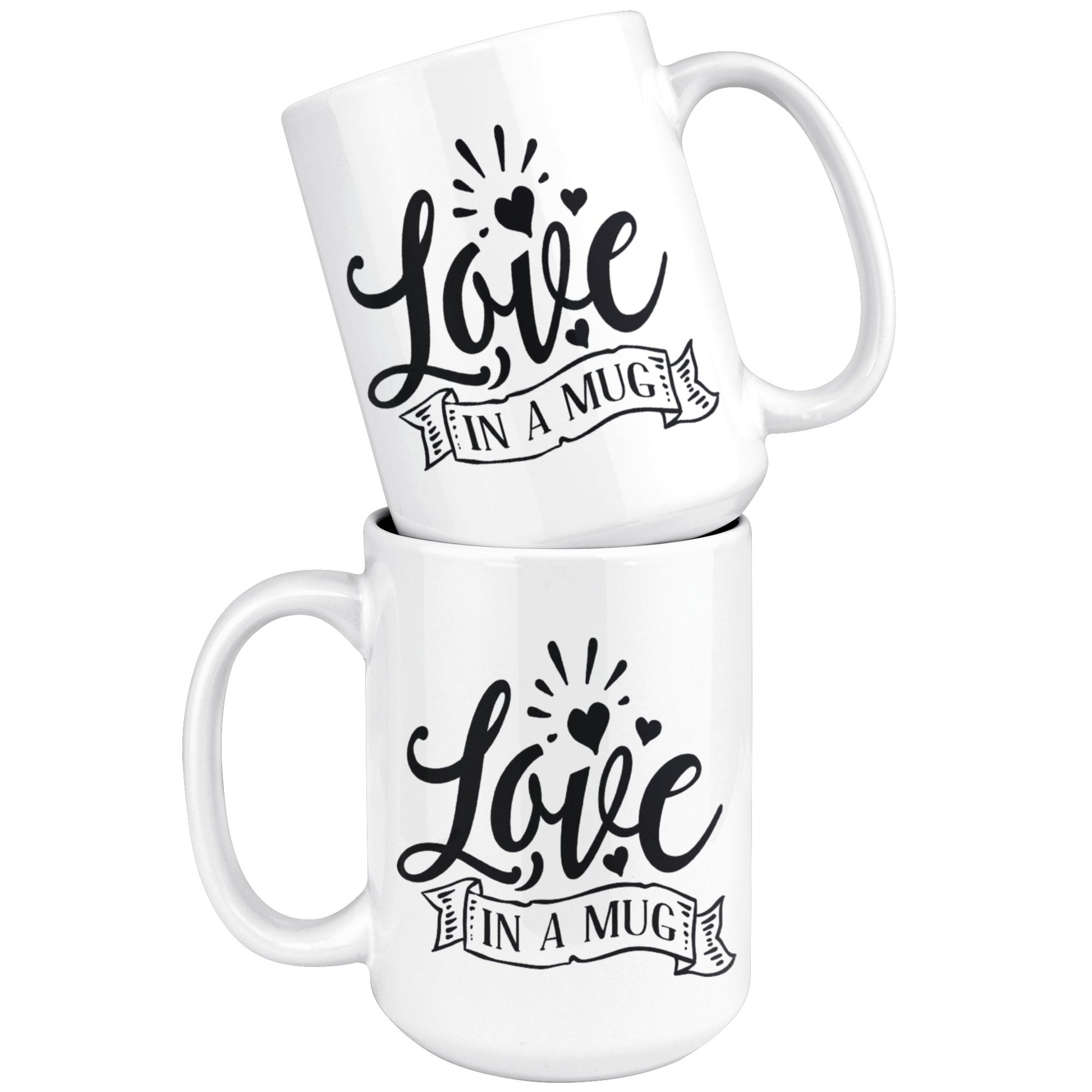 Love In A Mug Large 15 oz. White ceramic coffee cup Practical gift for girlfriend boyfriend Valentine's Day family members - I Love Heartstrings