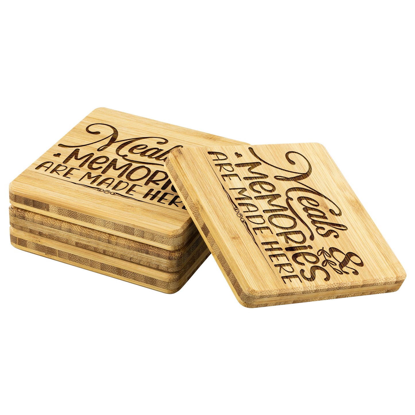 Meals & Memories Bamboo Coasters set of 4 - I Love Heartstrings