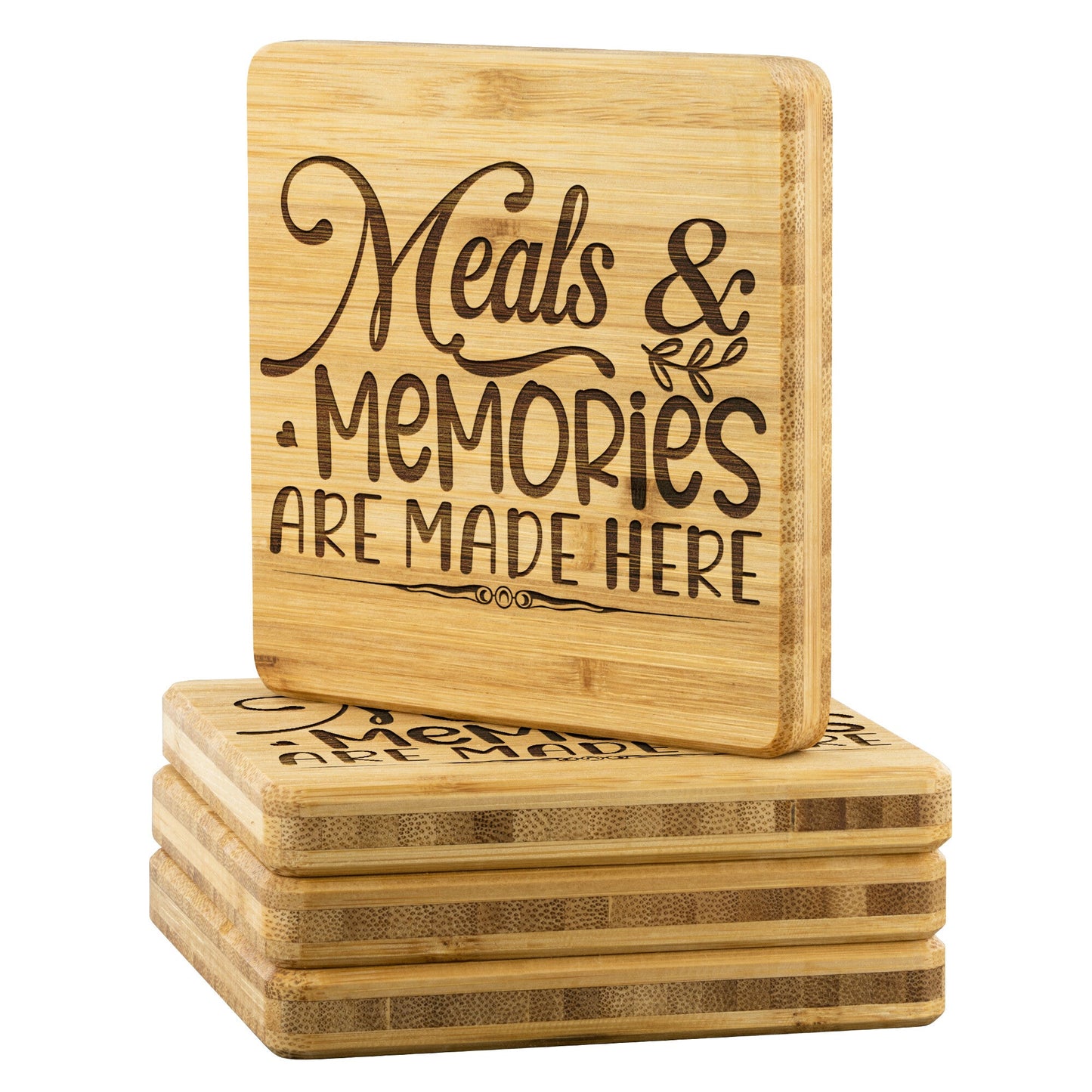 Meals & Memories Bamboo Coasters set of 4 - I Love Heartstrings