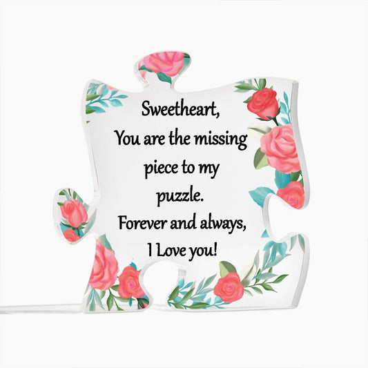 Missing Piece Acrylic Puzzle Gift for Sweetheart, Heartfelt message - I Love Heartstrings